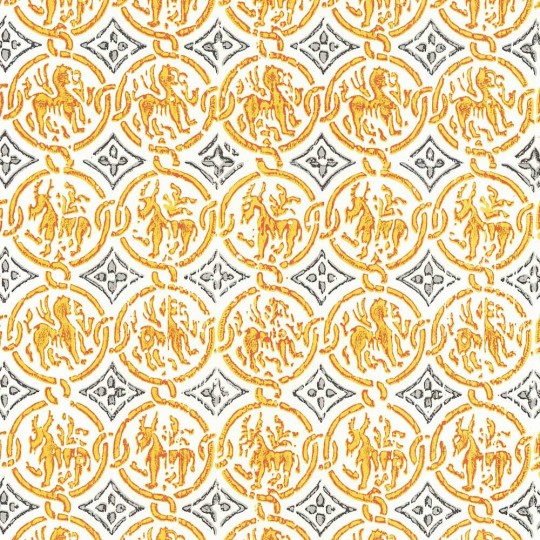 Yellow Stamped Medioevalis Italian Print Paper ~ Rossi Italy